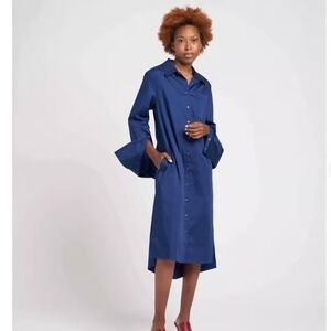 Universal Standard Peyton Poplin‎ Blue Shirt Dress Midi Size M